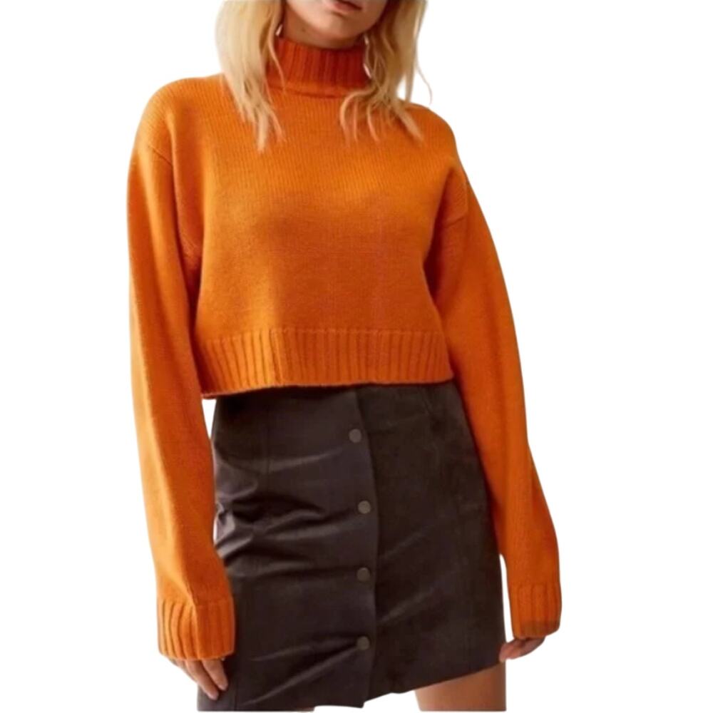 Aritzia Wilfred Free Orange Merino Wool Heinen Cropped Sweater